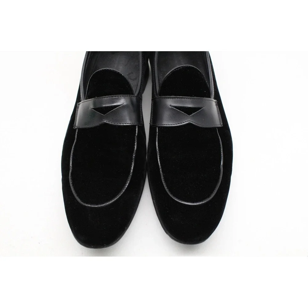 Saks Fifth Avenue Mens Black Velvet Penny Loafers Made in Italy Size 11 M 8567